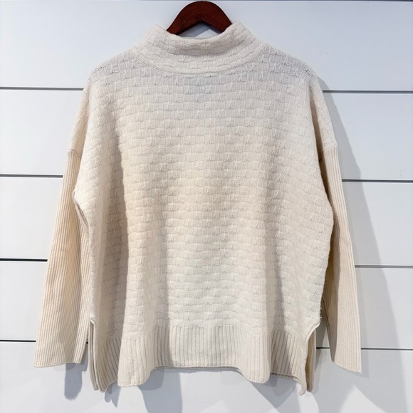 Magaschoni Sweaters - Magaschoni 100% Cashmere Cream Soft Knit Mock Neck Sweater Minimal Luxury L